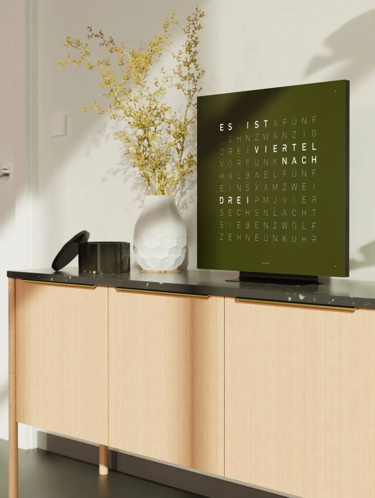 EARTH 45 Olive, olive green, time in words, stand, word clock
