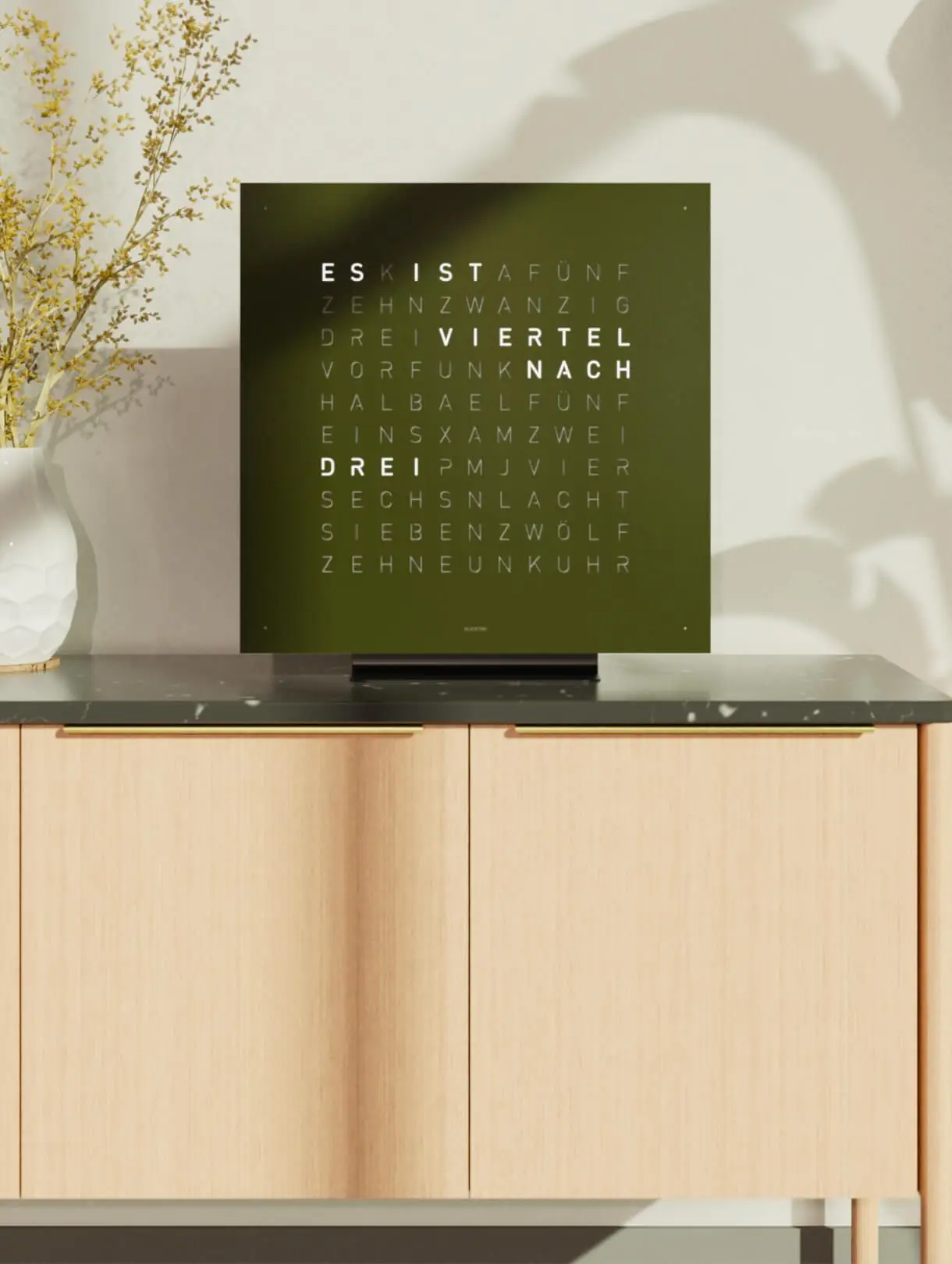 EARTH 45 Olive, olive green, time in words, stand, word clock