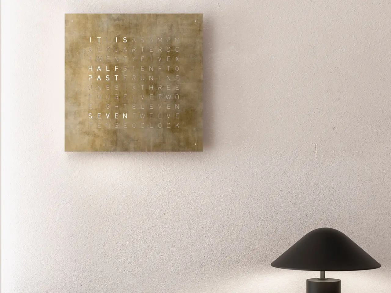 QLOCKTWO EARTH 45 Creator's Edition Silver & Gold word clock with precious metal surface in a luxury interior handcrafted with silver and gold leaf