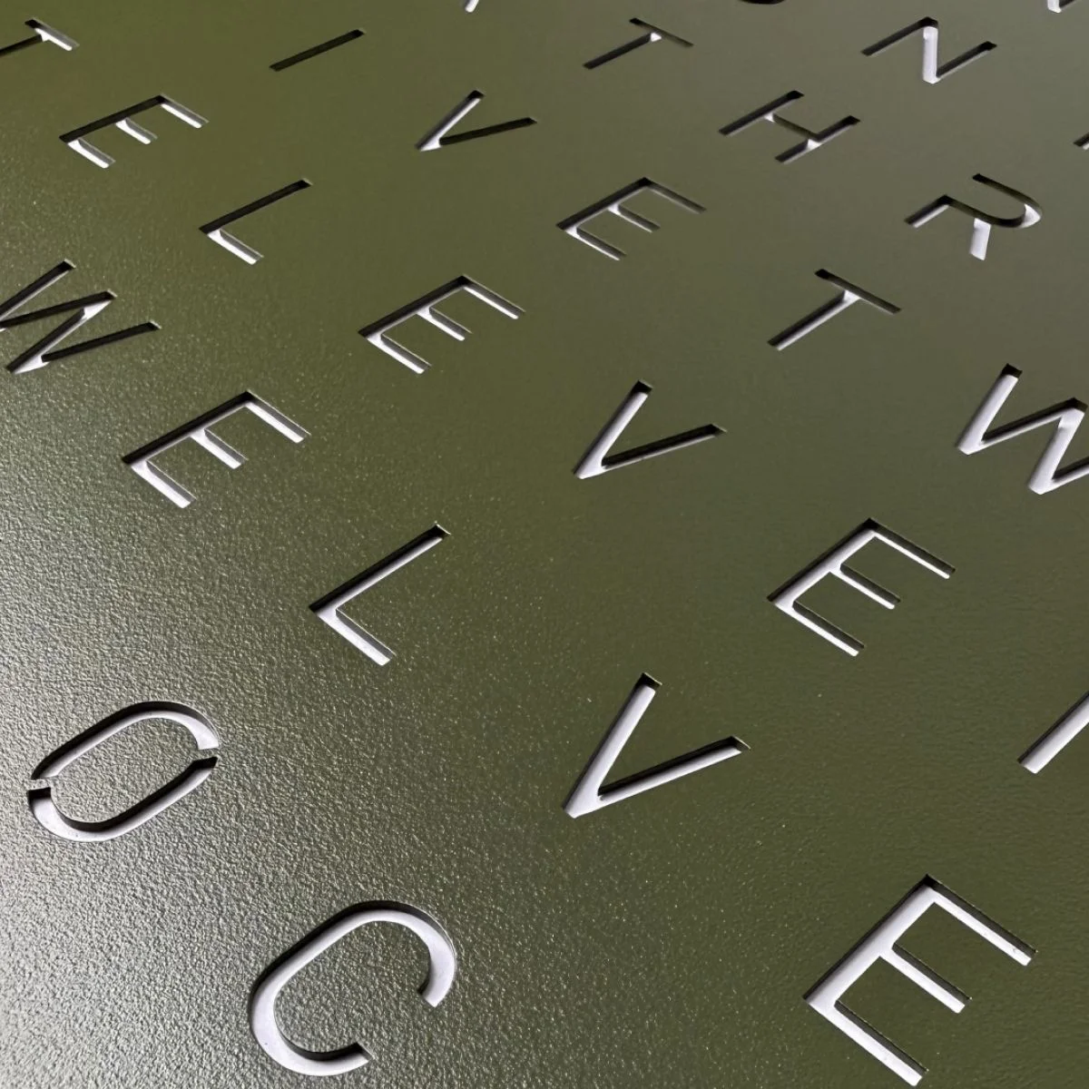 Earth Olive - olive green, time in words, word clock